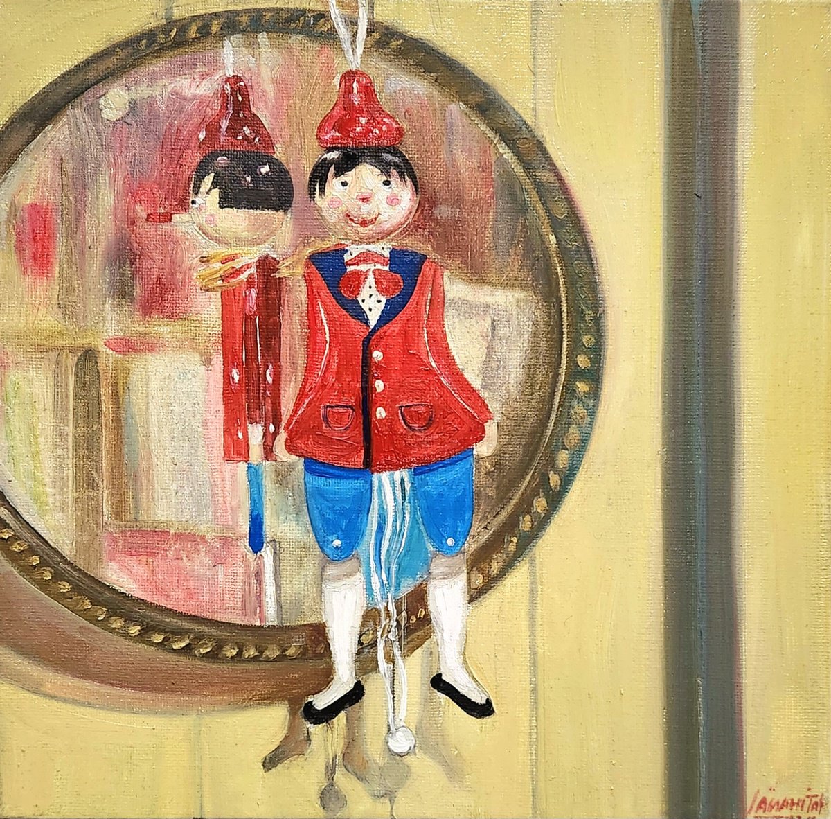 Expressive Still Life Oil Painting By Anahita Amouzegar, 10 X 10, Mirrored, Original Artwork