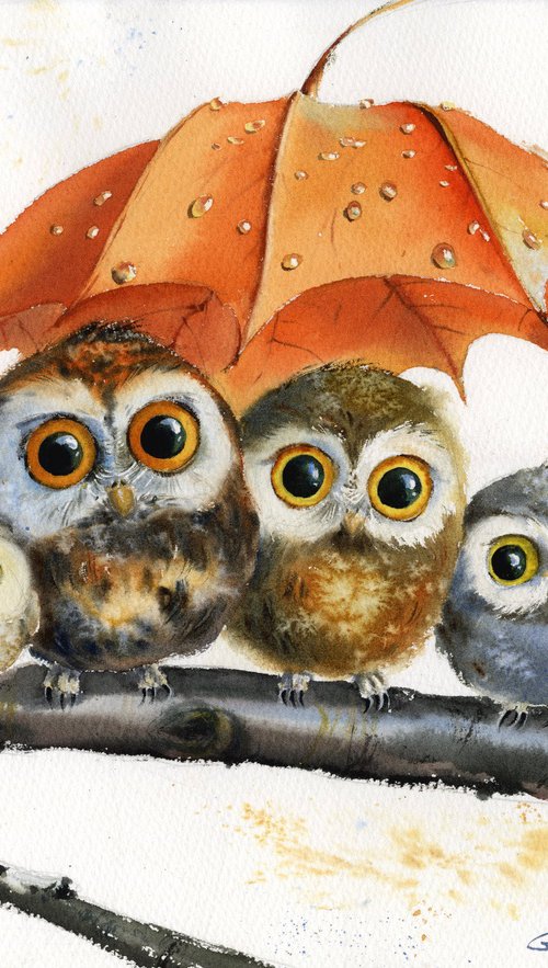 Owl Umbrella Haven by Eugenia Gorbacheva