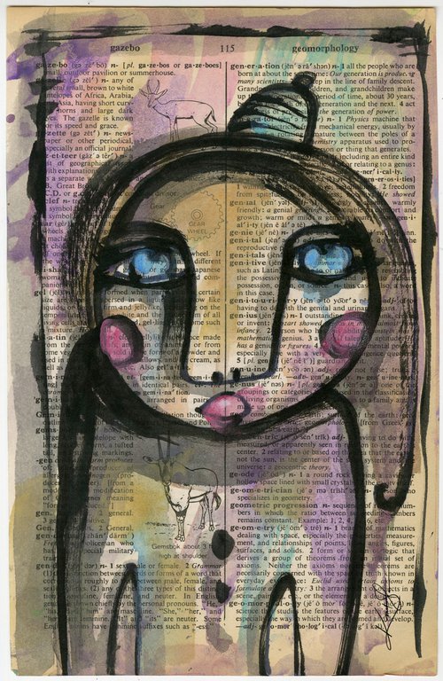 Funky Face 2020-19 - Mixed Media Painting by Kathy Morton Stanion by Kathy Morton Stanion