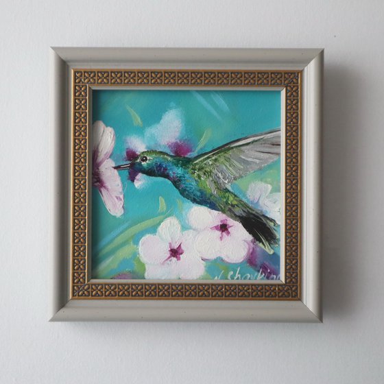 Hummingbird Painting Framed