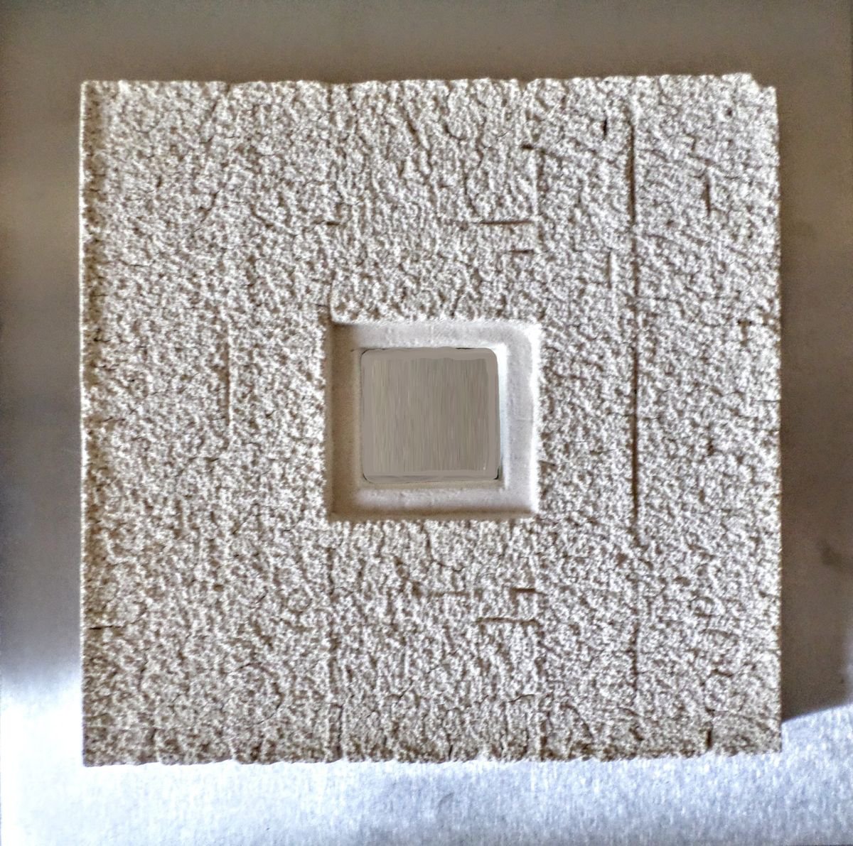 Geometric Abstract Relief By Rossitza Trendafilova, 10 X 10", "White Structure", Original Artwork