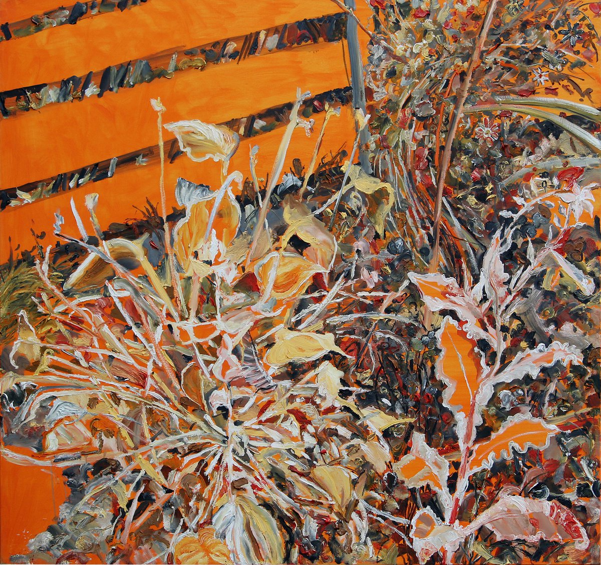 Expressive Landscape Oil Painting By Dominic Virtosu, 67 X 63, White Flower, Original Artwork