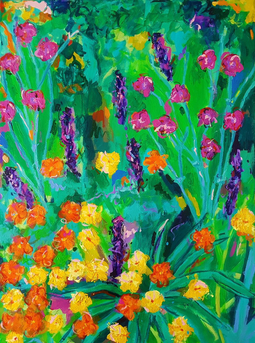Impressionistic Botanical Acrylic Painting By Dawn Underwood, 18 X 24, Flowers, Original Artwork