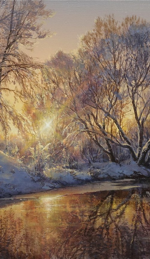 Winter pond by Viktar Yushkevich YUVART