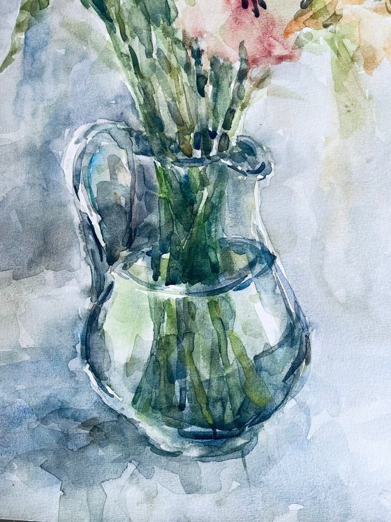 Bouquet in jug 16,5x23,2 in