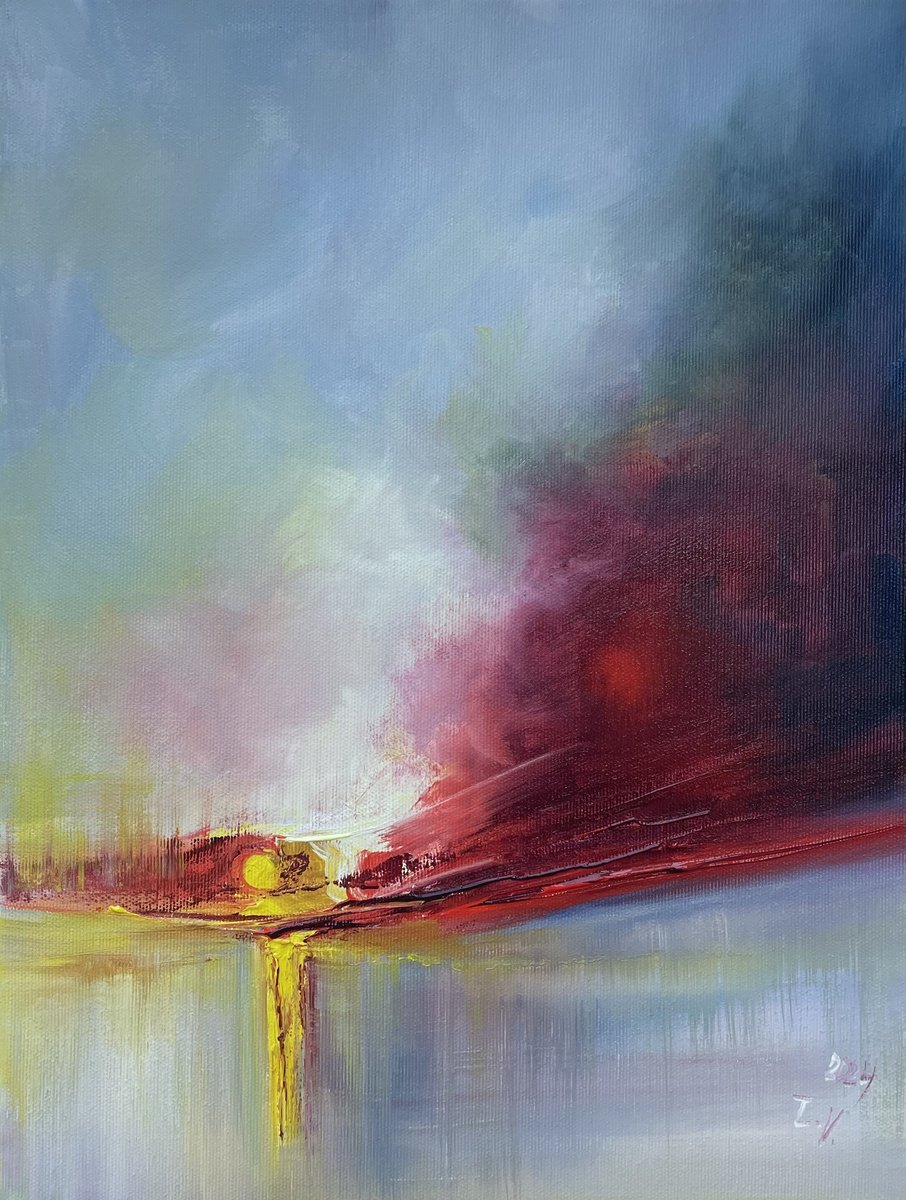 Impressionistic Landscape Acrylic Painting By Timea Valsami, 12 X 16", Reflections Of Yesterday, Original Artwork