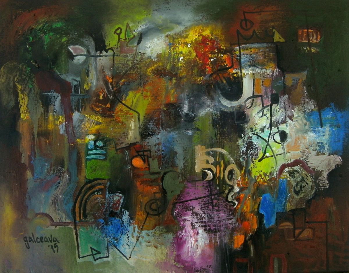 Abstract Oil Painting By Constantin Galceava, 20 X 16, Spirits Of A Summer Night, Original Artwork