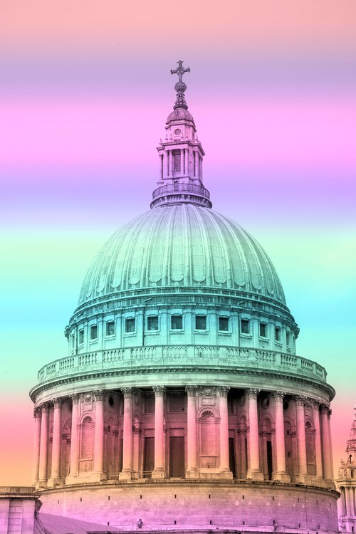 St Pauls Cathedral : Colourful NO 2 1/20 12" X 18" by Laura Fitzpatrick
