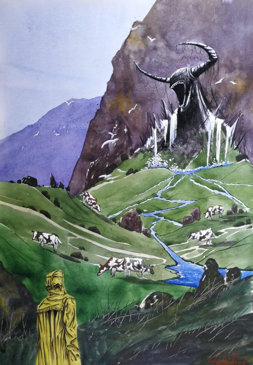 Photorealistic Landscape Watercolour By Eugene Gorbachenko, 17 X 24, Ancient Deity, Original Artwork