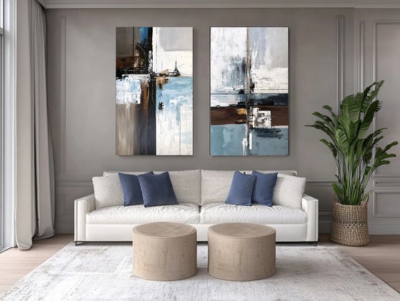 Interwoven Horizons set diptych