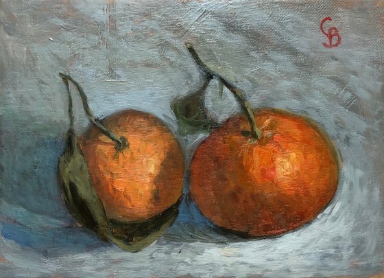 Two Mandarines Still Life Oil Painting