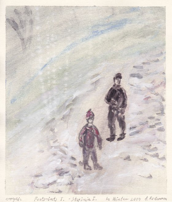 Footprints I. - Stopinje I., In Winter 2014, acrylic on paper