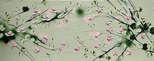 “Sweet Vibes II” textured floral artwork by Anastassia Skopp
