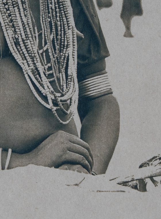 Nude African Woman Portrait. Cyanotype Print