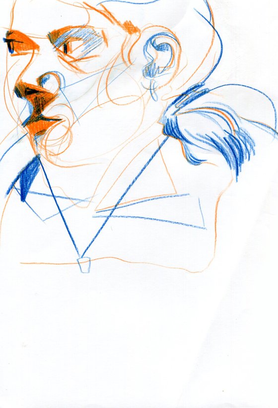 Girl portrait in blue and orange
