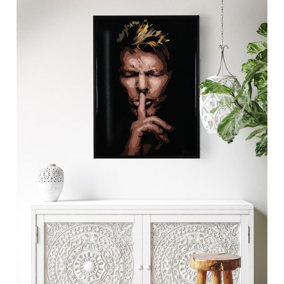 David Bowie framed portrait painting
