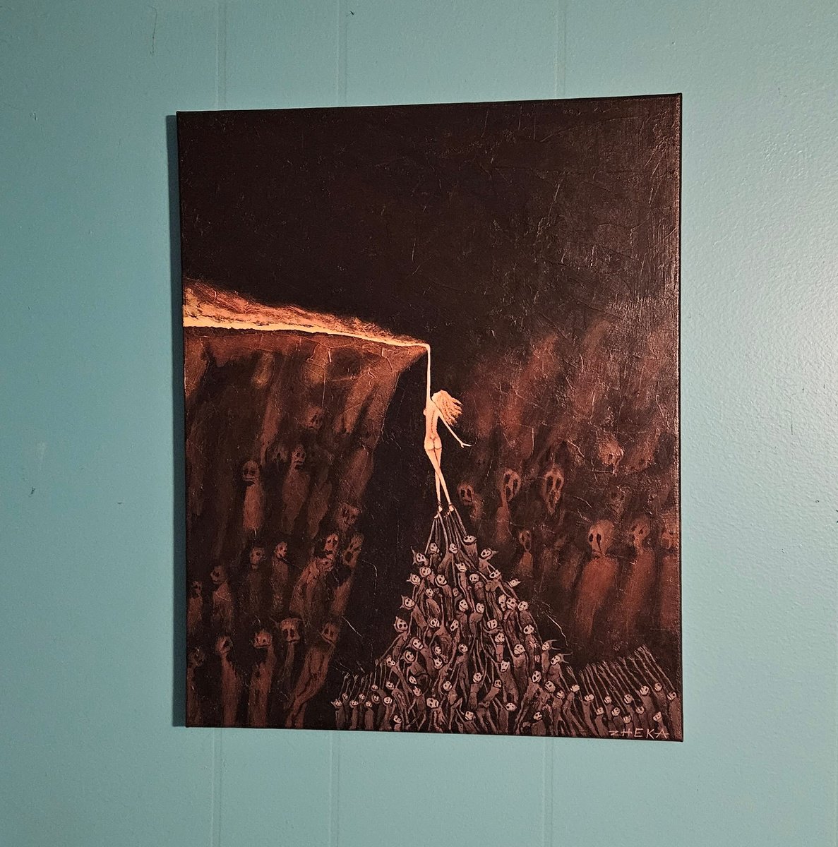 Expressive Portrait Acrylic Painting By Zheka, 16 X 20", I Will Rise, Original Artwork