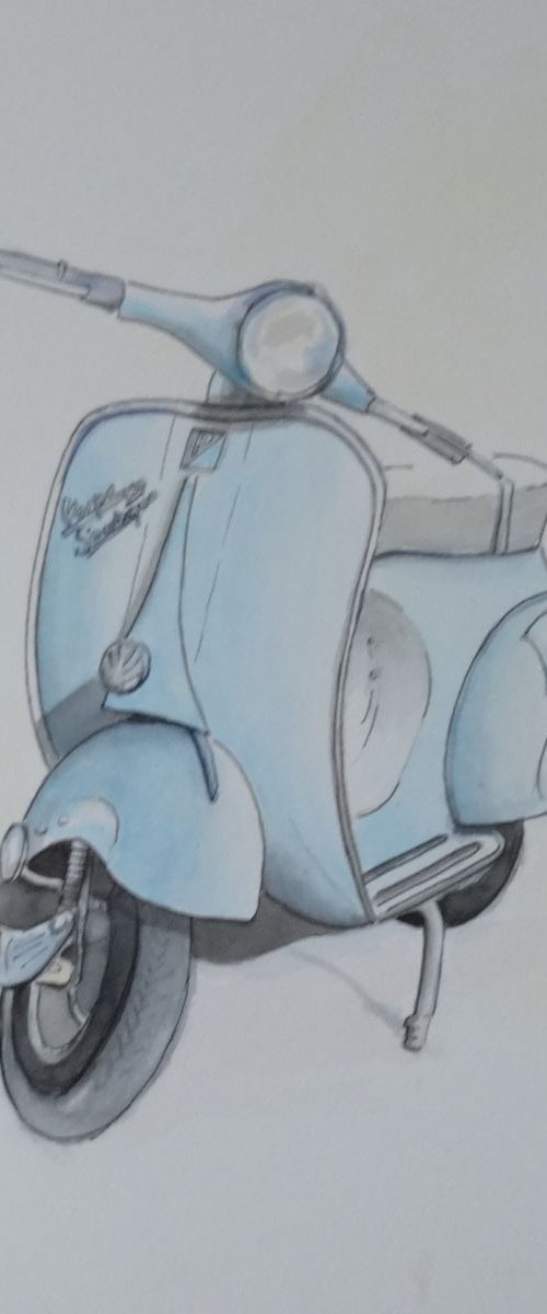 To Ride My Old Vespa by Mel Davies Original Art