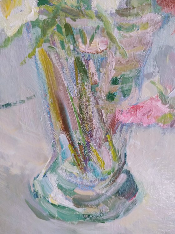 Summer bouquets. Original oil panting.