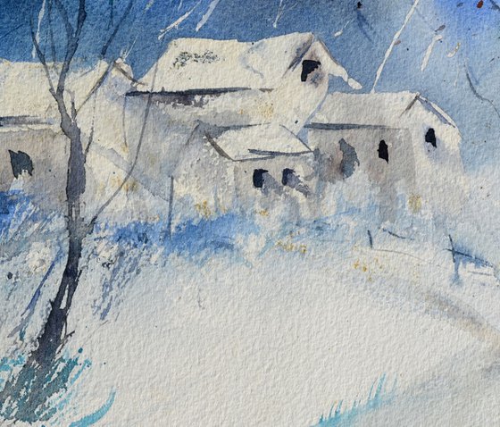 Frozen morning-watercolor