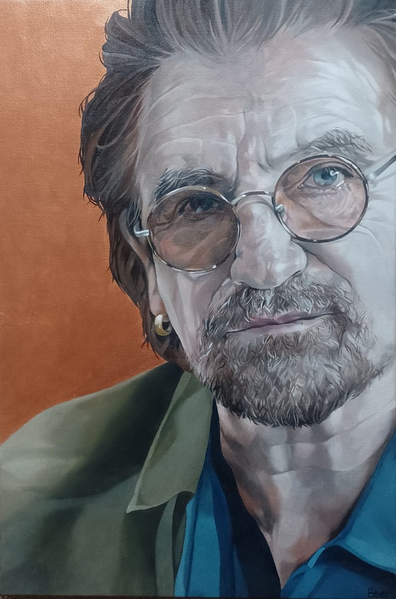 Photorealistic Portrait Oil Painting By Jo Beer, 20 X 30, Just A Rock N Roller...Bono, Original Artwork
