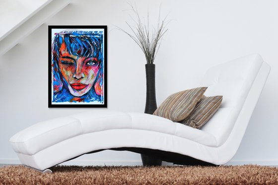Wink in Blue - Vibrations Mixed Media Modern New Contemporary Art