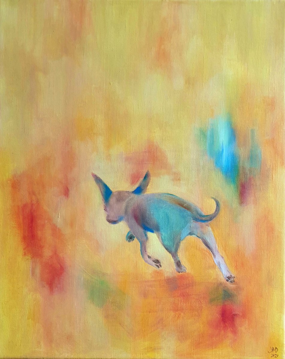 Expressive Animal Oil Painting By Ksenia June, 16 X 20", It