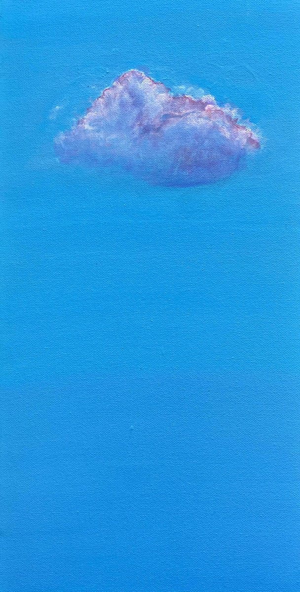 Abstract Painting By Samah Kthar, 10 X 20", Just As A Cloud, Let The Thought Pass By, Original Artwork
