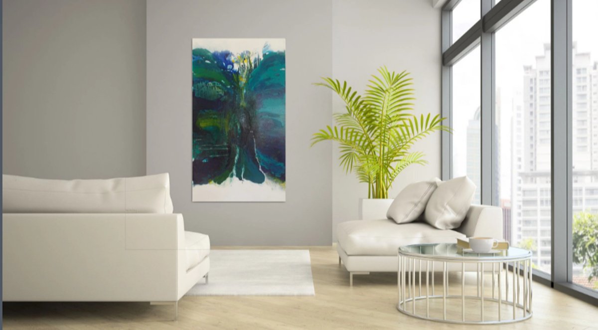  Abstract Blue Seascape 1 By Christa Haack, 31 X 55, Artwork For Sale On Artfinder