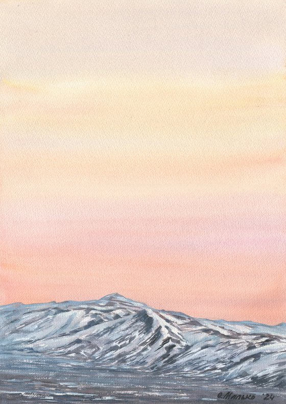 Somewhere in Iceland. Another planet / ORIGINAL watercolor ~11x14in (28x38cm)
