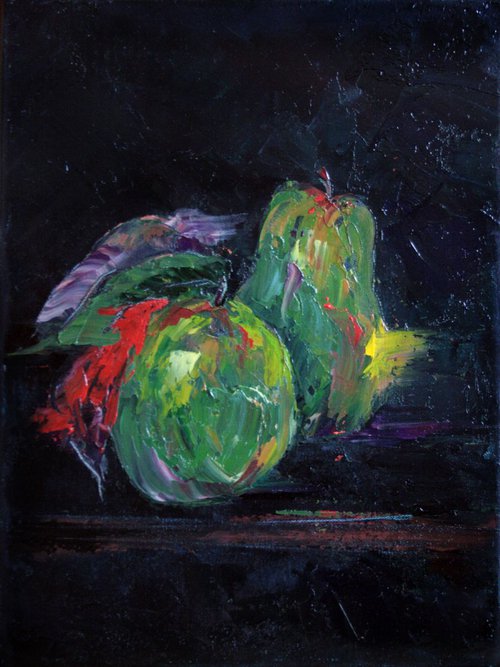 Expressive Quince. Still life  /  ORIGINAL PAINTING by Salana Art Gallery