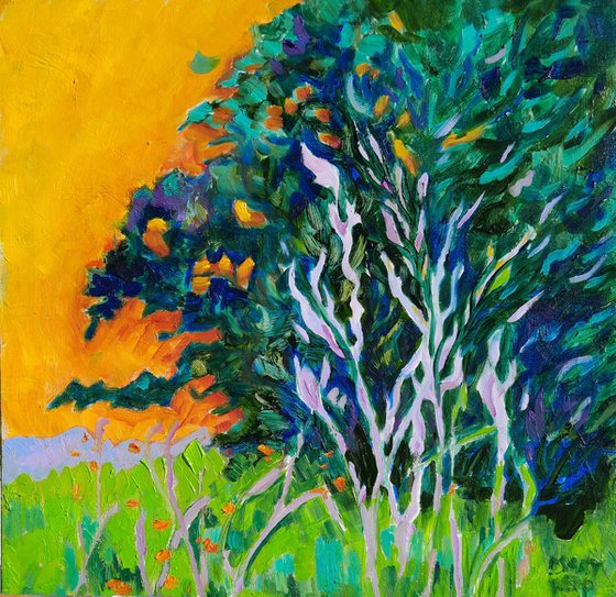Trees, Orange and Blue