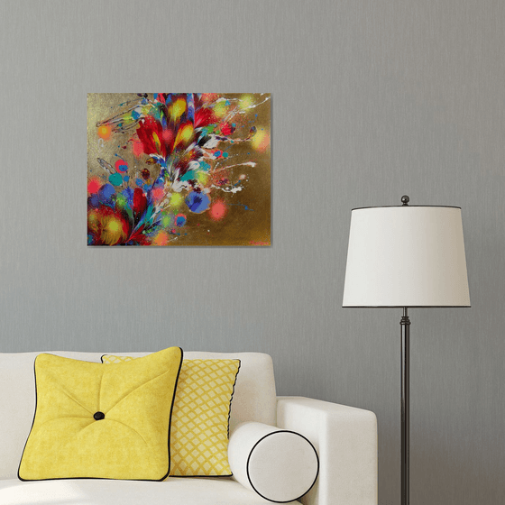 ”Sunshine” 50 x 60 cm Abstract Floral Painting on canvas