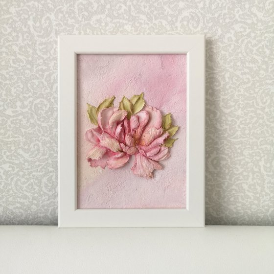 Impasto painting, 3D floral art "July rose"