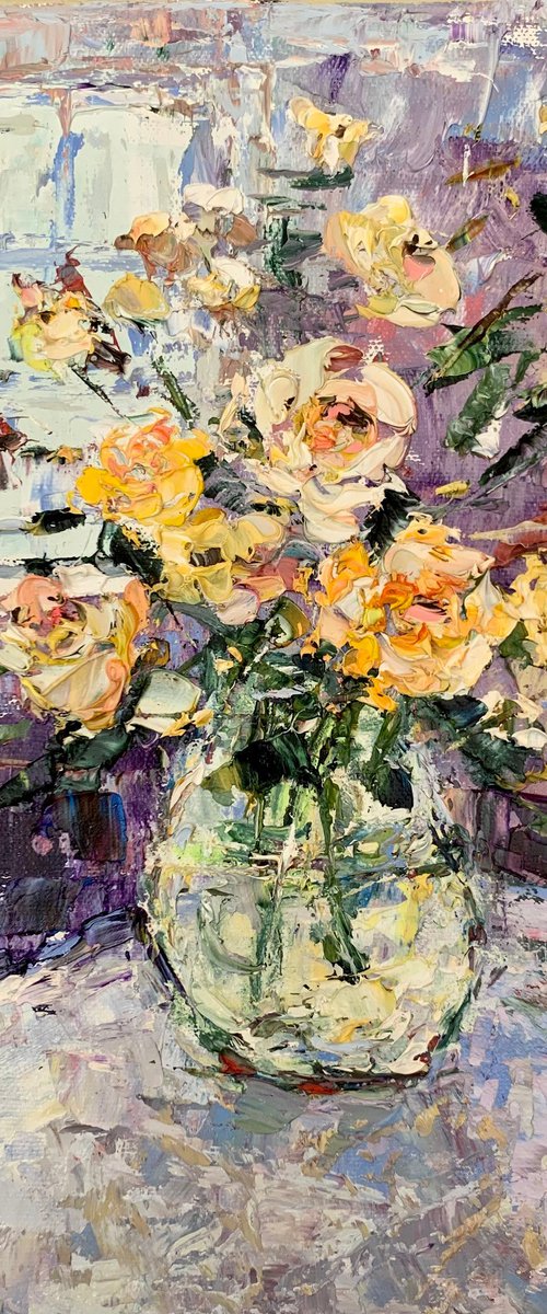 Still life with yellow flowers by Vilma Gataveckienė