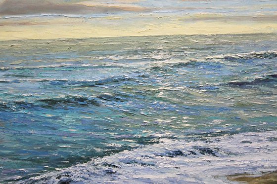 A million shades of the sea. 37x24 inches ORIGINAL OIL PAINTING, PALETTE KNIFE