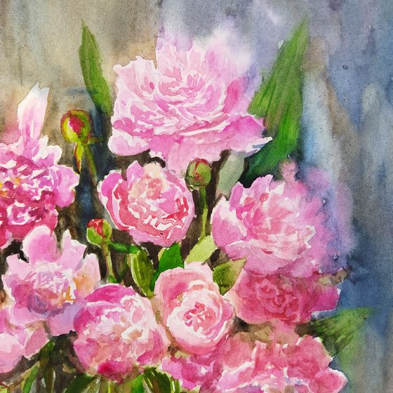 Pink peonies bouquet