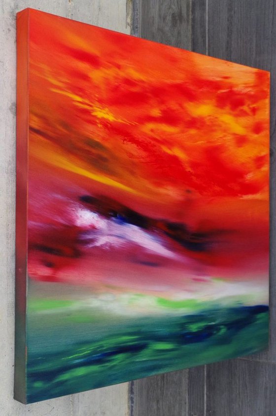 Sky Element II, 60x60 cm, Deep edge, Original abstract painting, oil on canvas