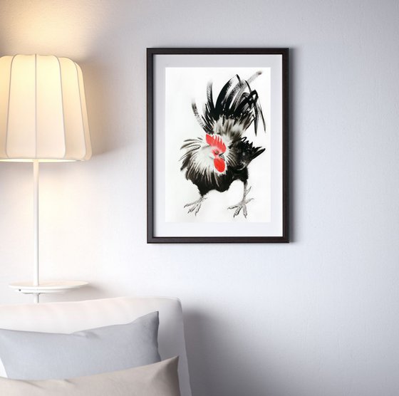 Rooster - Rooster Year - 2017 Chinese New Year of the Rooster – Watercolor – Ink -  Rooster Chinese Painting