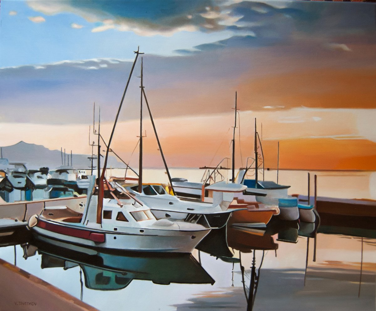 Photorealistic Landscape Oil Painting By Valeri Tsvetkov, 24 X 20", Seascape Iii, Original Artwork