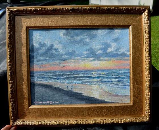 Myrtle Beach Sunrise - framed 10X13 oil seascape (SOLD)
