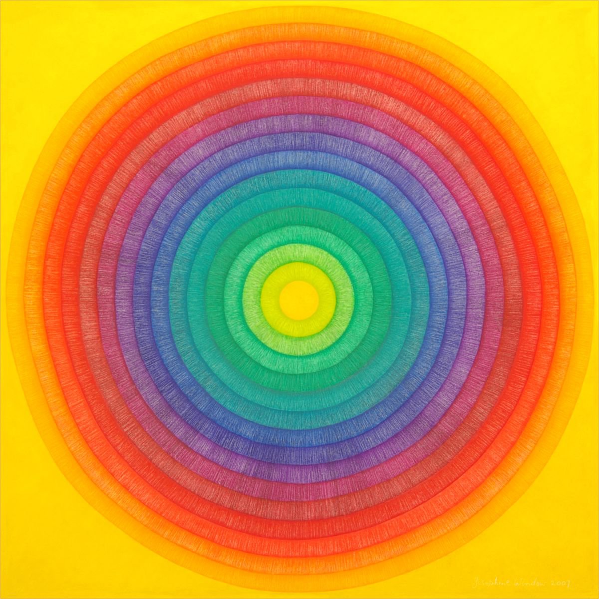 Geometric Abstract Oil Painting By Josephine Window, 43 X 43", Bright Discs, Original Artwork