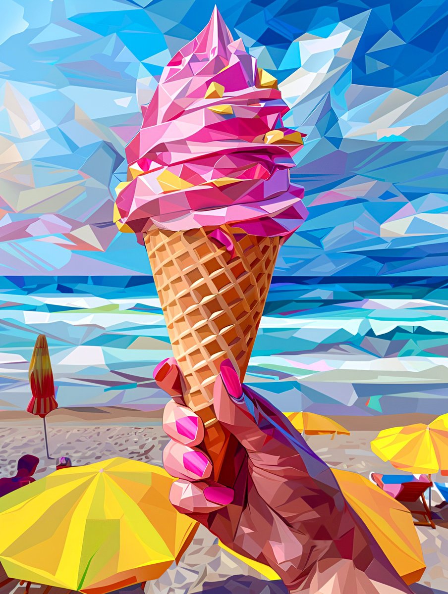 PINK ICE CREAM ON THE BEACH by Maria Tuzhilkina