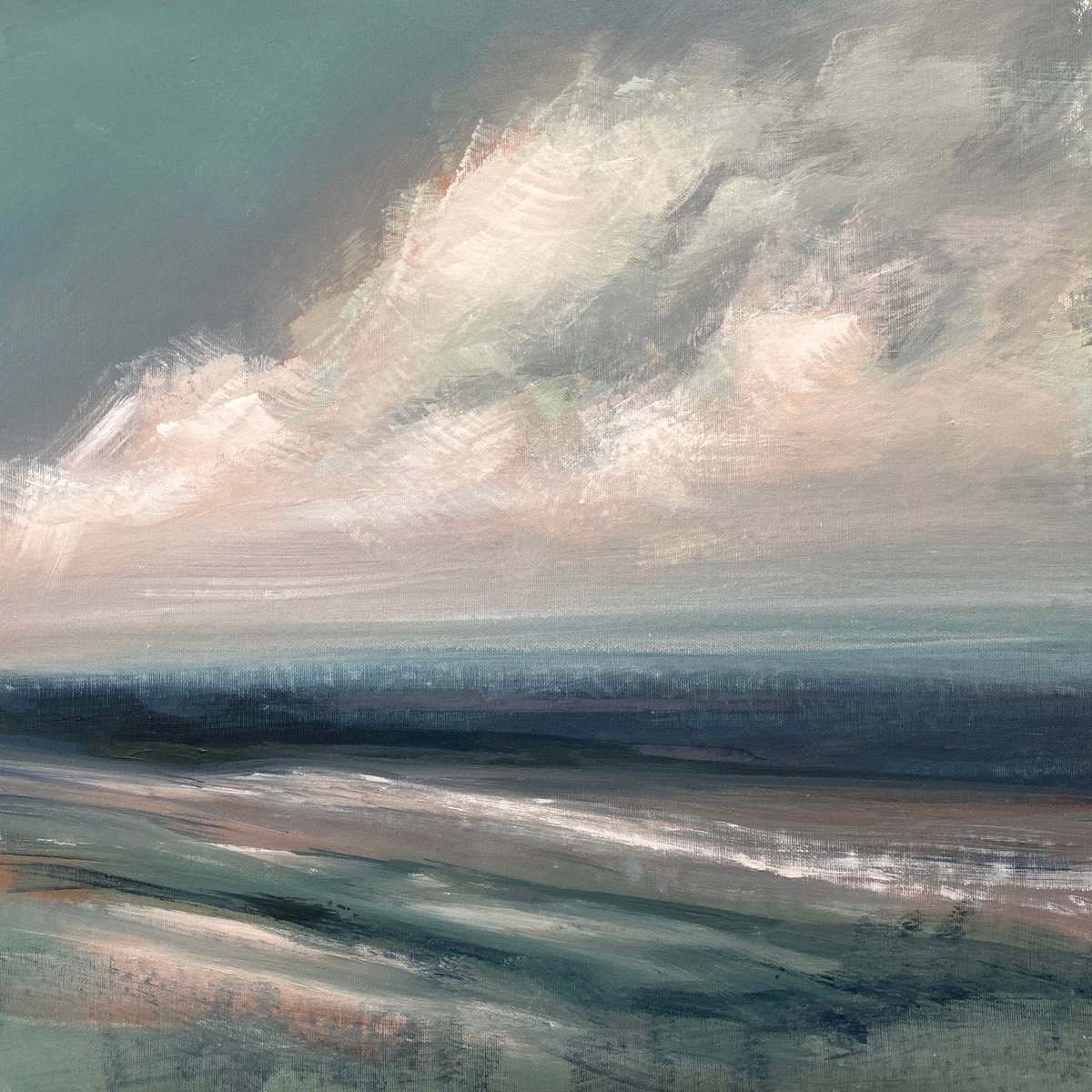 Impressionistic Landscape Acrylic Painting By Helen Mount, 16 X 16, Breathe Slowly/8, Original Artwork