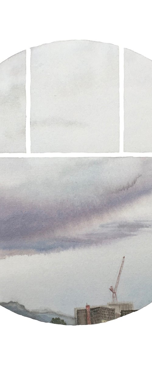 Mountains and Clouds with Construction by Leah Lewman Laird