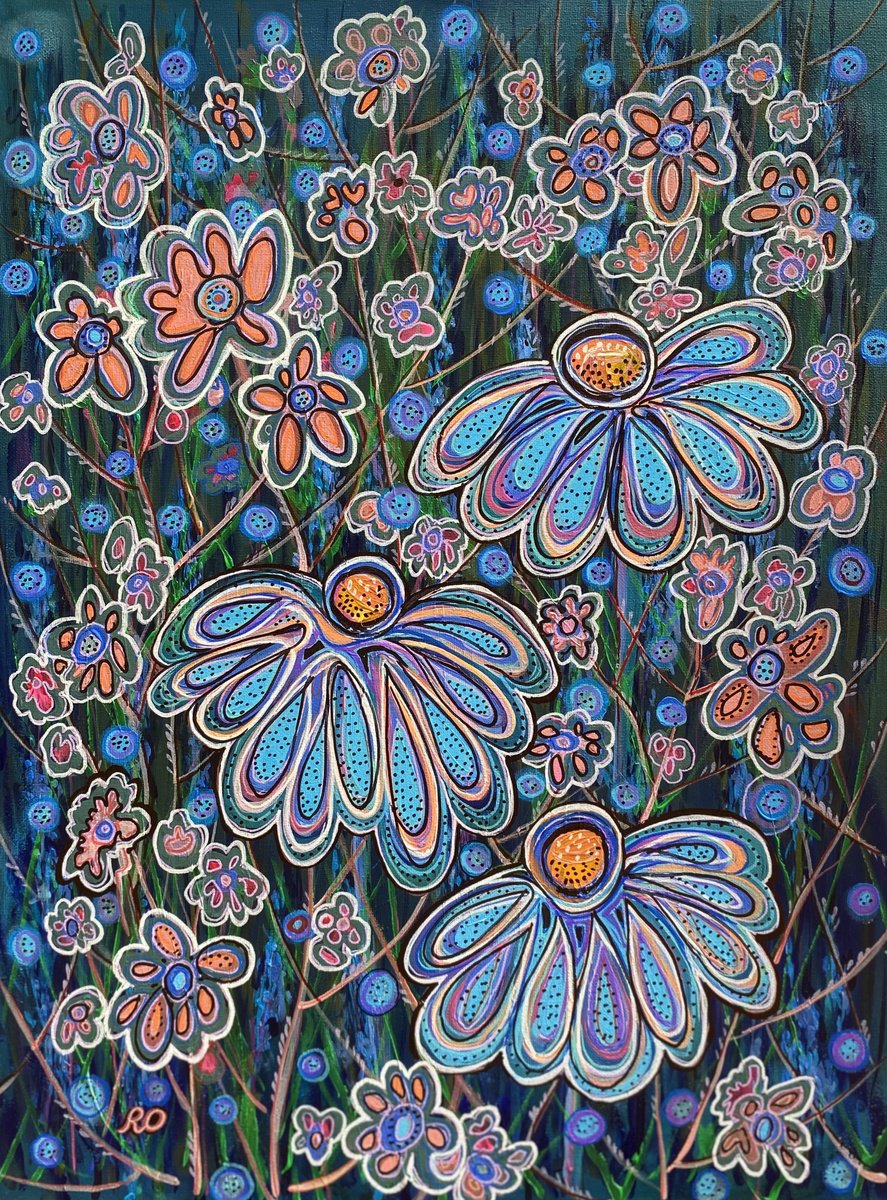  Three Blue Flowers By Olga Rokhmanyuk | Roartus, 18 X 24, Artwork For Sale On Artfinder