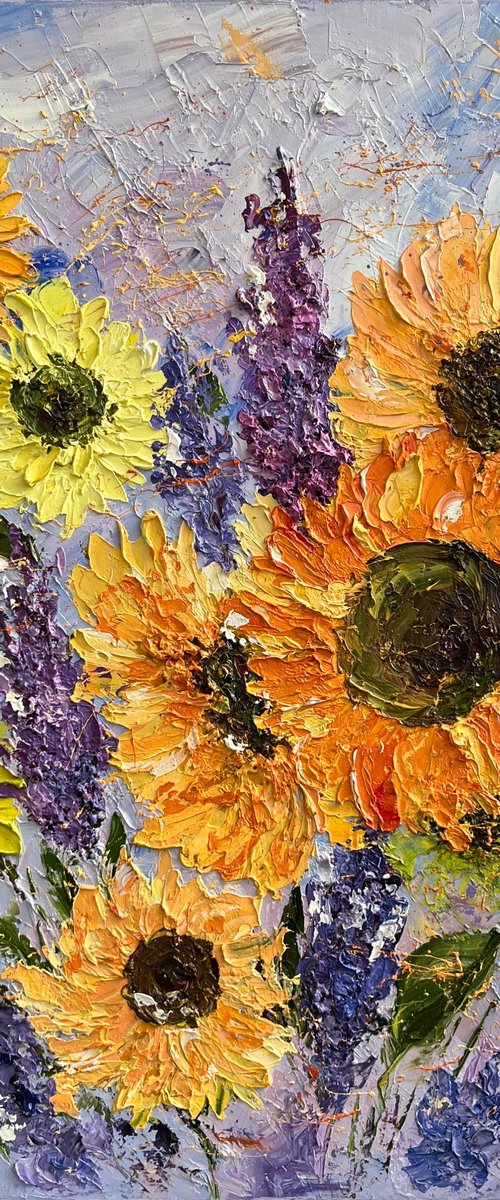 Sunflowers Oil Painting by Halyna Kirichenko