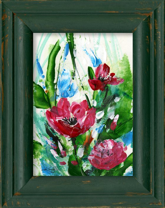 Cottage Flowers 9 - Framed Floral Painting by Kathy Morton Stanion