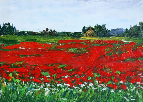 Poppies field II /  ORIGINAL PAINTING by Salana Art Gallery