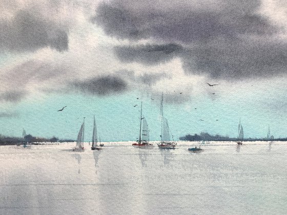 Yachts at anchor  #9